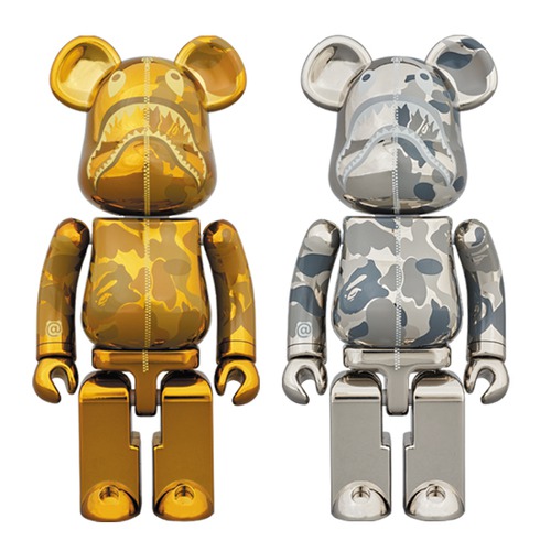 超合金 BAPE(R) CAMO SHARK BE@RBRICK GOLD/SILVER