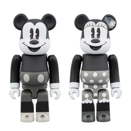 BE@RBRICK MICKEY MOUSE & MINNIE MOUSE 100%(B&W Ver.) 2 PACK