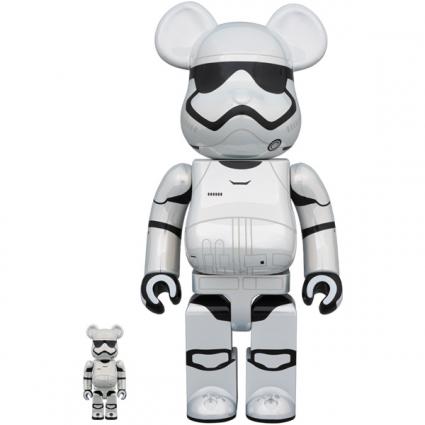 BE@RBRICK STAR WARS(TM) FIRST ORDER STORMTROOPER(TM) (The Force Awakens Ver.) Chrome Ver. 100% & 400%