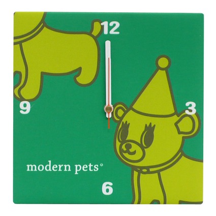 ファブリッククロック　modern　pets　グリーン