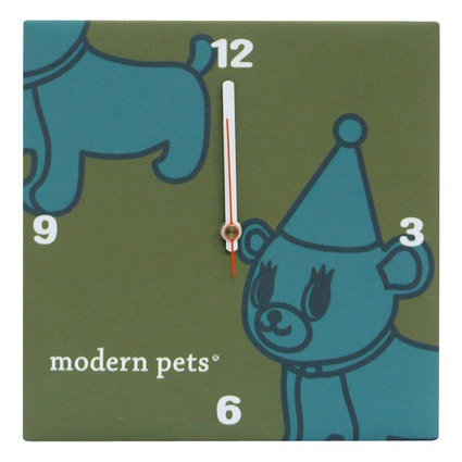 ファブリッククロック　modern　pets　カーキ